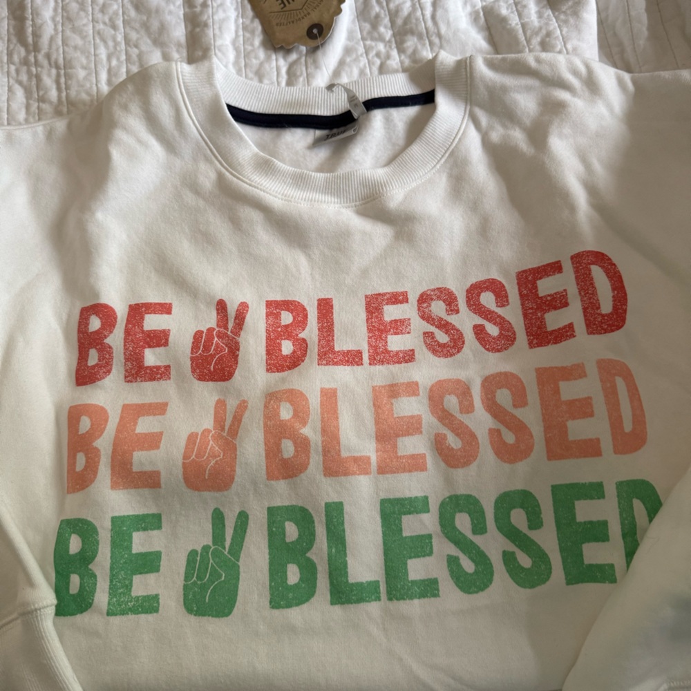 Craft Women's 'Be Blessed' Graphic Sweatshirt - White, Red, Orange, Green